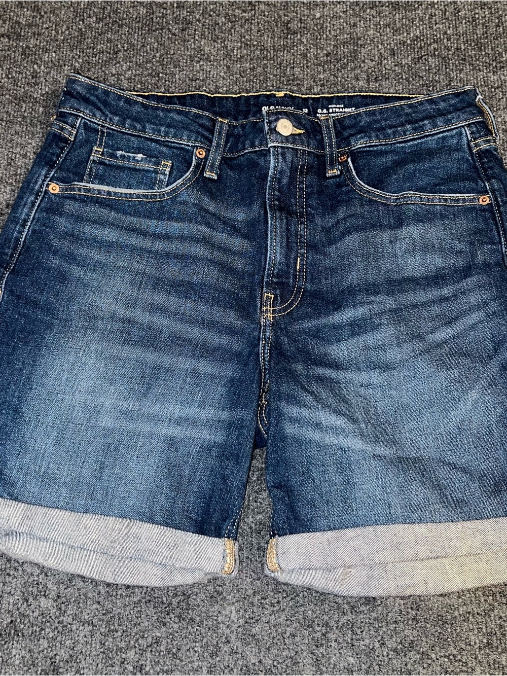 Old Navy O.G. Straight High-Rise Denim Shorts‎ Dark Blue Size 12